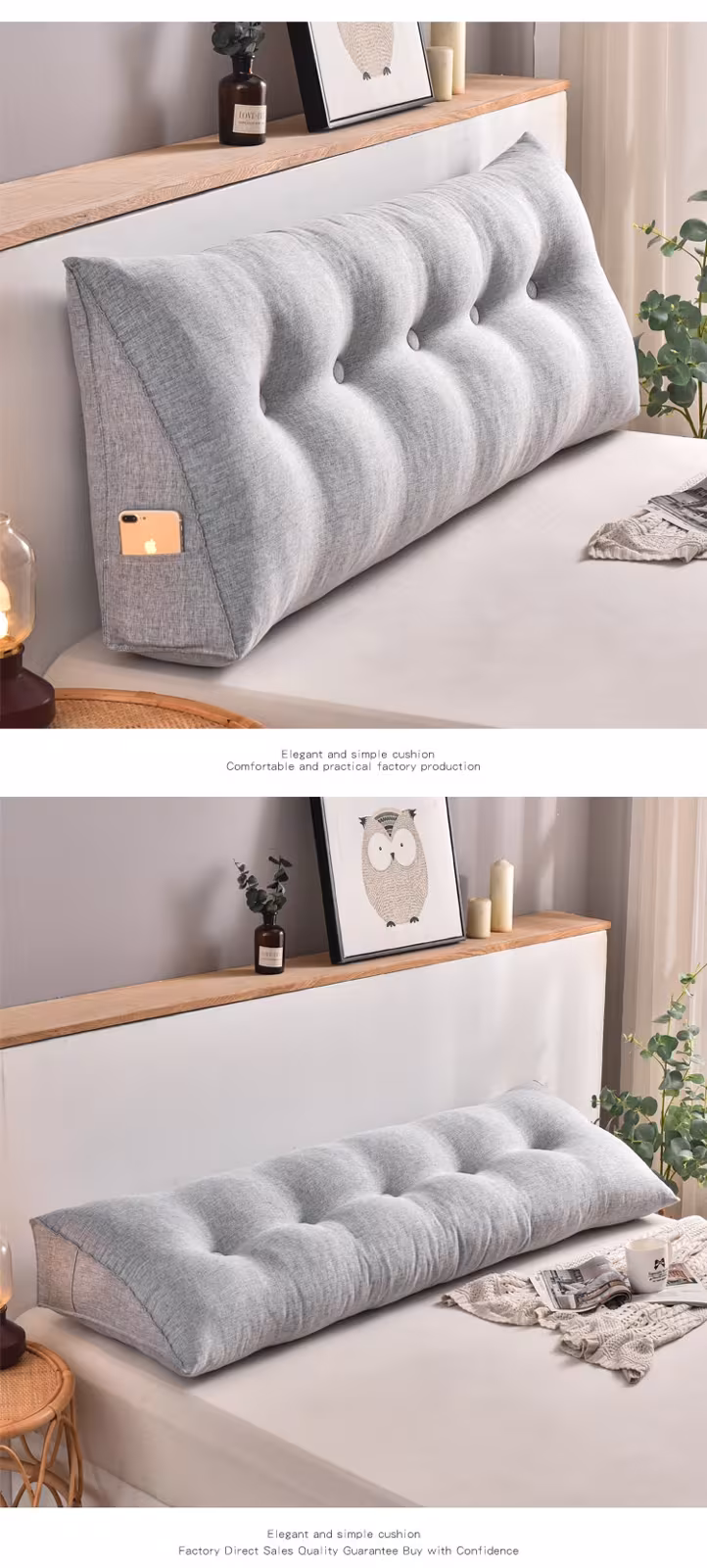 Cotton And Linen Removable And Washable Triangle Bedside Cushion Big Backrest Waist Cushion Bed