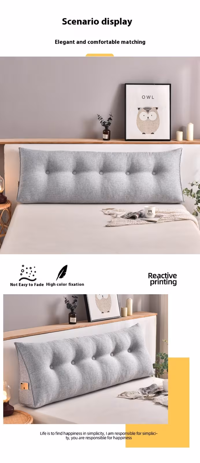Cotton And Linen Removable And Washable Triangle Bedside Cushion Big Backrest Waist Cushion Bed