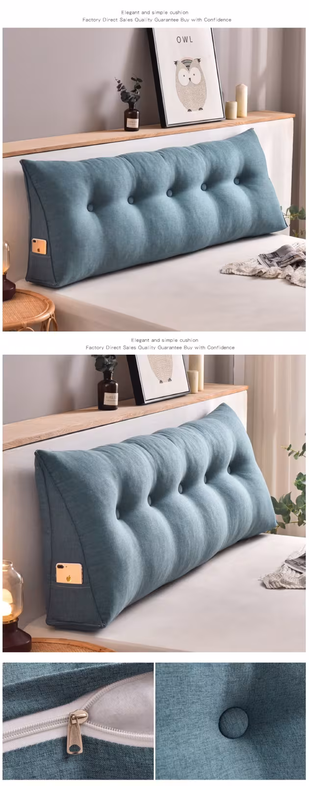 Cotton And Linen Removable And Washable Triangle Bedside Cushion Big Backrest Waist Cushion Bed