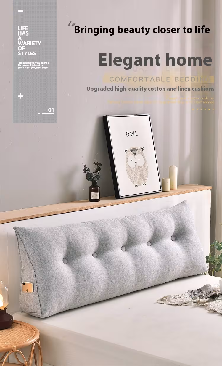 Cotton And Linen Removable And Washable Triangle Bedside Cushion Big Backrest Waist Cushion Bed