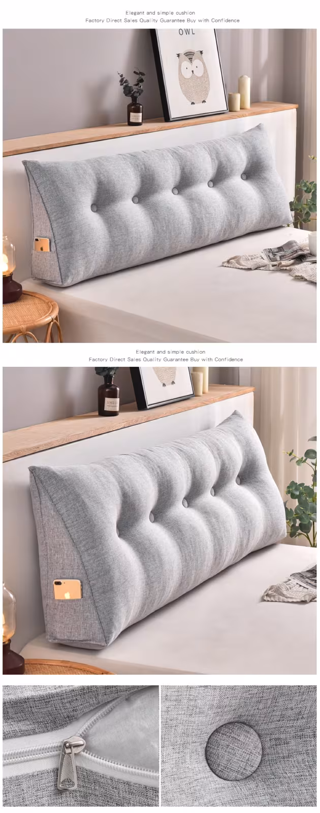 Cotton And Linen Removable And Washable Triangle Bedside Cushion Big Backrest Waist Cushion Bed
