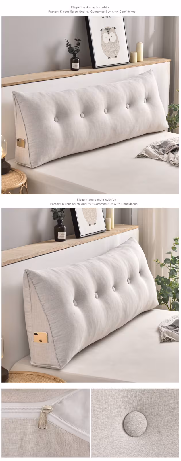 Cotton And Linen Removable And Washable Triangle Bedside Cushion Big Backrest Waist Cushion Bed