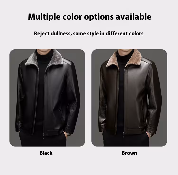Middle-aged Plus Suede Winter One-piece Fur Men's Sheep Lapel Polo Coat