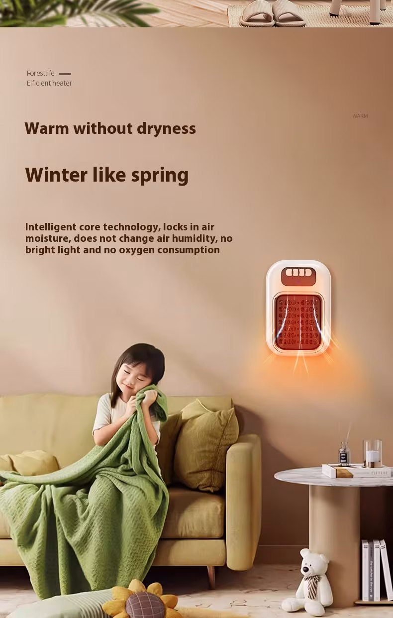 Wall Mounted Portable Small Electric Heater With Remote Control, Adjustable Silent Thermostat Suitable For Winter Home Offices Bathroom