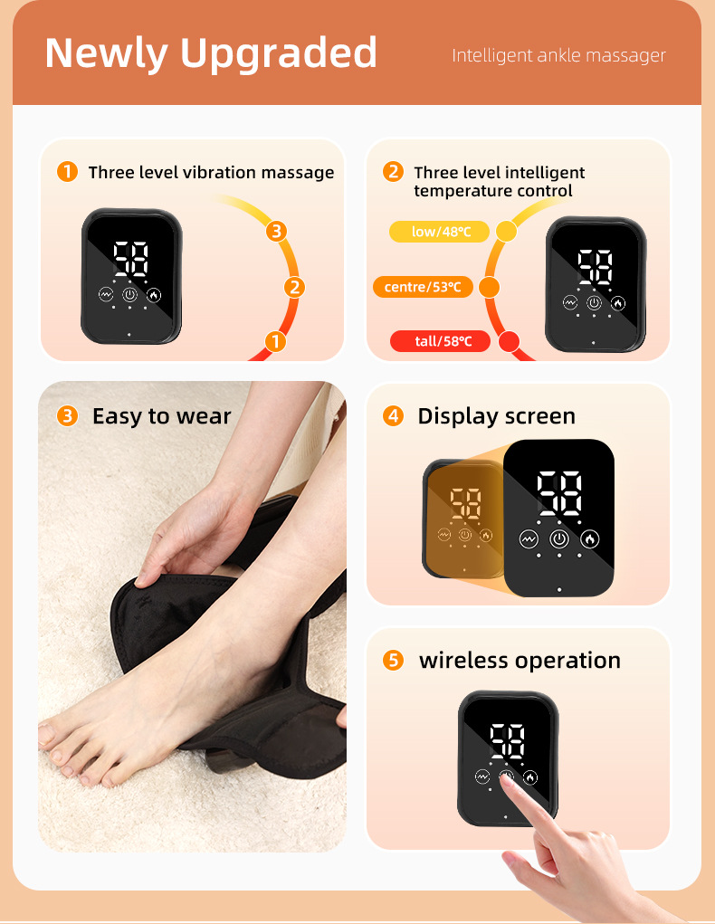 Electric Heating Ankle Massage Belt Protection Warm Hot Compress Ankle Heel Ankle Joint Massage Cordless Design Electric Hot Compress Massage