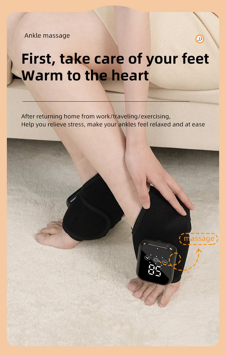 Electric Heating Ankle Massage Belt Protection Warm Hot Compress Ankle Heel Ankle Joint Massage Cordless Design Electric Hot Compress Massage