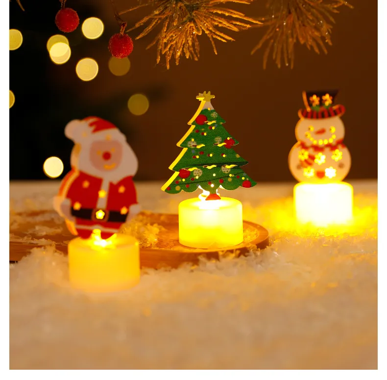 LED Electronic Candle Lights Christmas Trees Santa Claus Snowmen Creative Candles Small Night Lights Home Decorative Ornaments