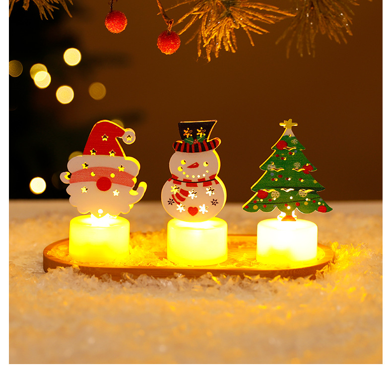 LED Electronic Candle Lights Christmas Trees Santa Claus Snowmen Creative Candles Small Night Lights Home Decorative Ornaments