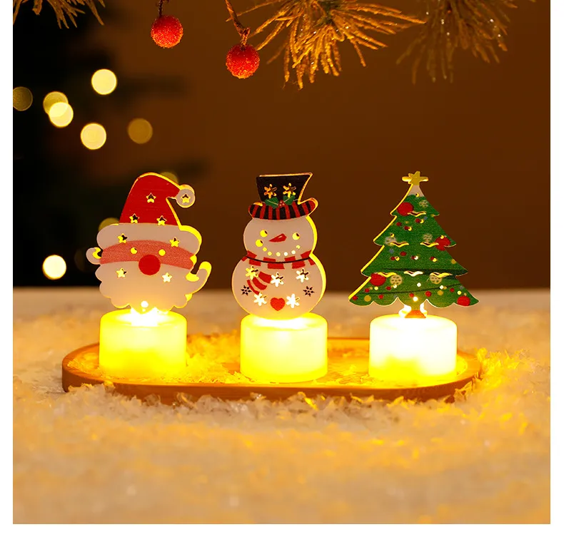 LED Electronic Candle Lights Christmas Trees Santa Claus Snowmen Creative Candles Small Night Lights Home Decorative Ornaments