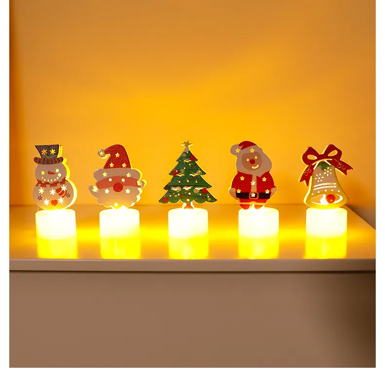 LED Electronic Candle Lights Christmas Trees Santa Claus Snowmen Creative Candles Small Night Lights Home Decorative Ornaments