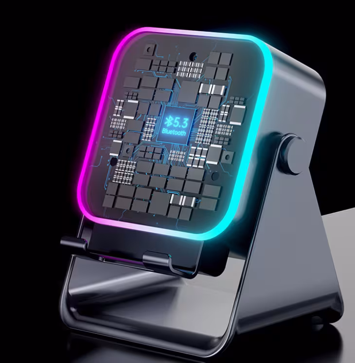 Induction Folding Desktop Phone Stand Multifunctional Wireless Speaker Ambient Light