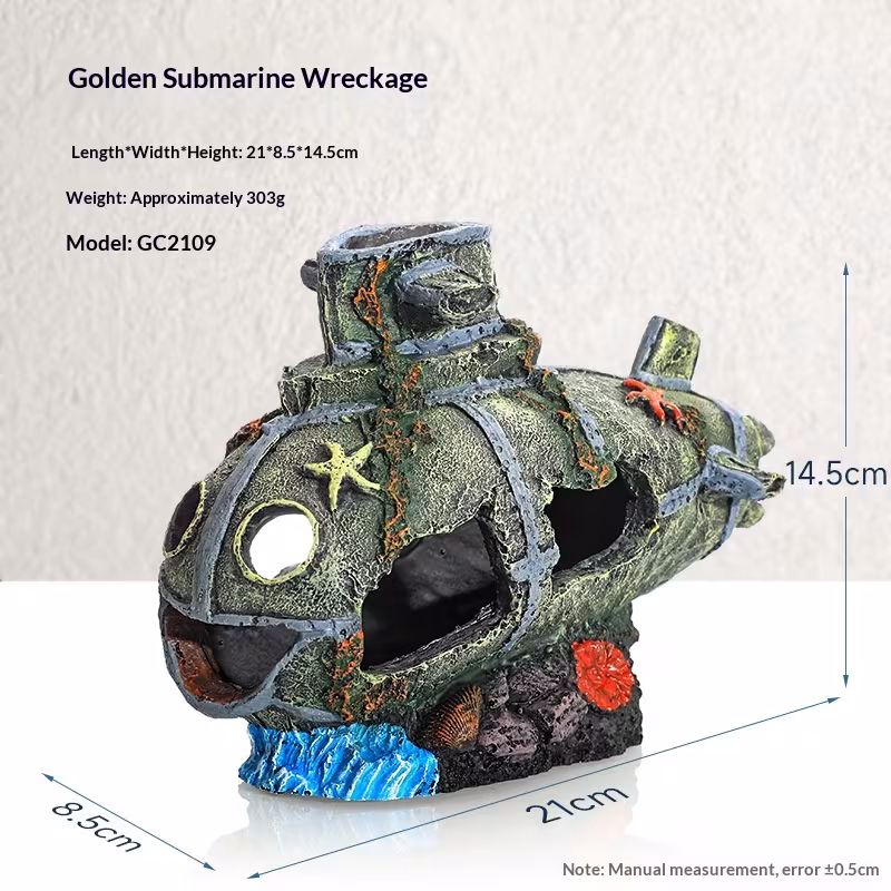 Pirate Ship Aquarium Landscape Fish Tank Decorative Ship Hideout Ornament Hollow Resin Ship Wreck