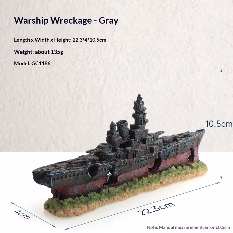 Pirate Ship Aquarium Landscape Fish Tank Decorative Ship Hideout Ornament Hollow Resin Ship Wreck