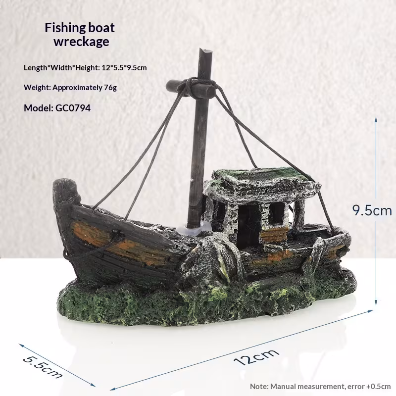 Pirate Ship Aquarium Landscape Fish Tank Decorative Ship Hideout Ornament Hollow Resin Ship Wreck