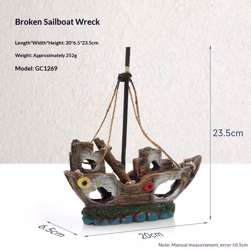 Pirate Ship Aquarium Landscape Fish Tank Decorative Ship Hideout Ornament Hollow Resin Ship Wreck