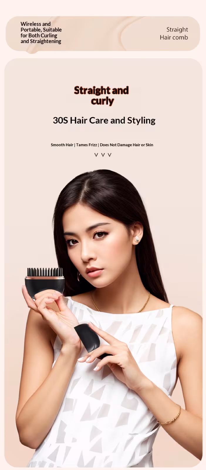 New Mini Charging Hair Straightener Comb