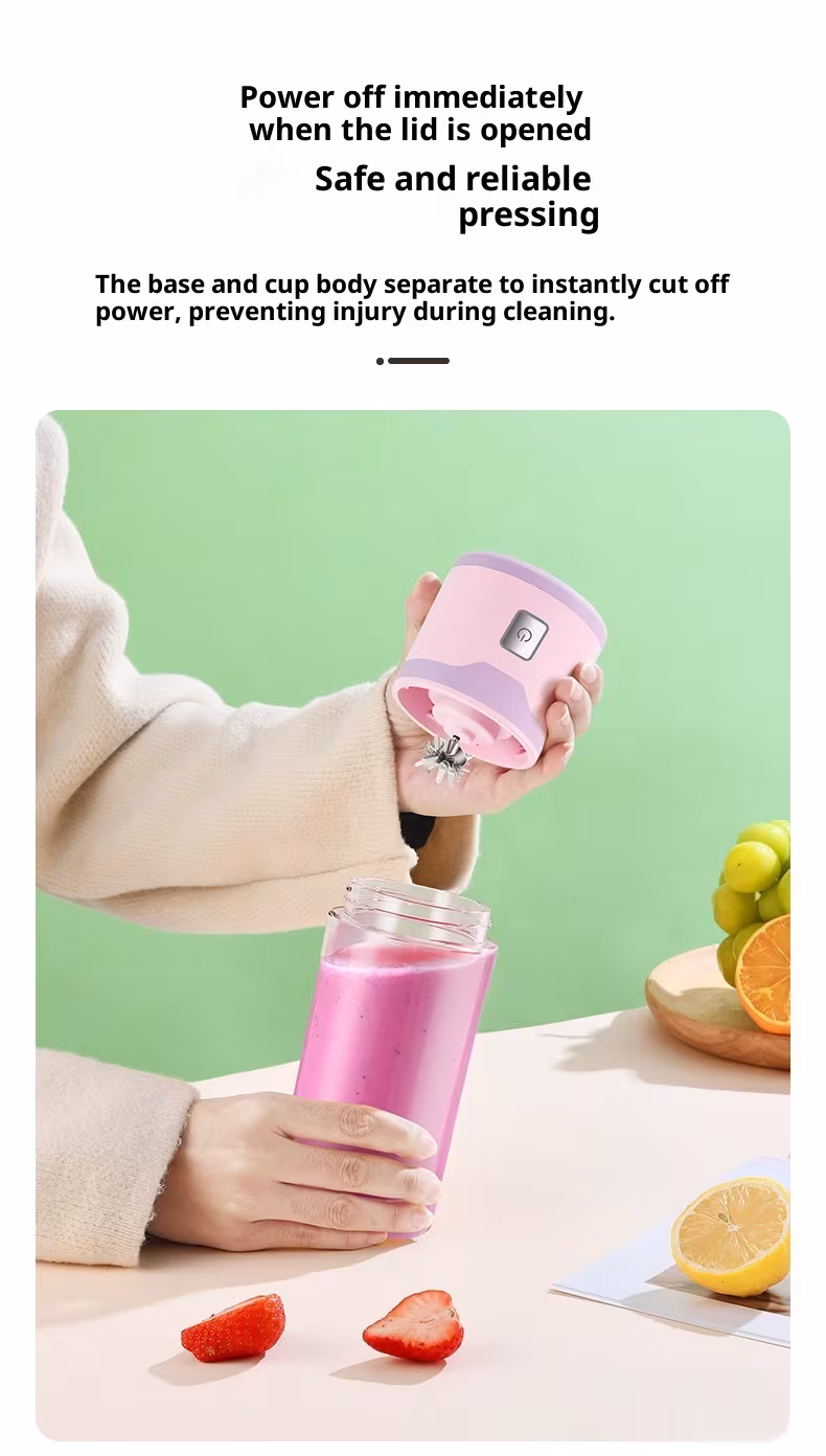 Multifunctional Rechargeable Electric USB Juicer Cup Double Cup Handheld Mixer Cup 500 ML Blending Juice Cup Outdoor