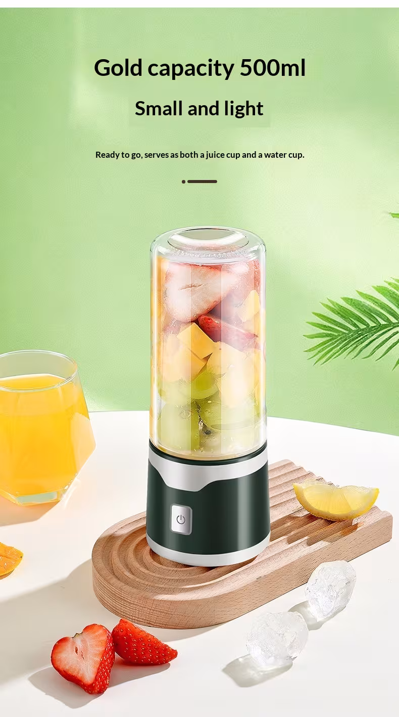 Multifunctional Rechargeable Electric USB Juicer Cup Double Cup Handheld Mixer Cup 500 ML Blending Juice Cup Outdoor