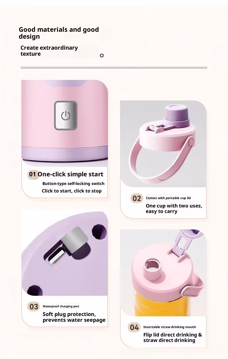 Multifunctional Rechargeable Electric USB Juicer Cup Double Cup Handheld Mixer Cup 500 ML Blending Juice Cup Outdoor