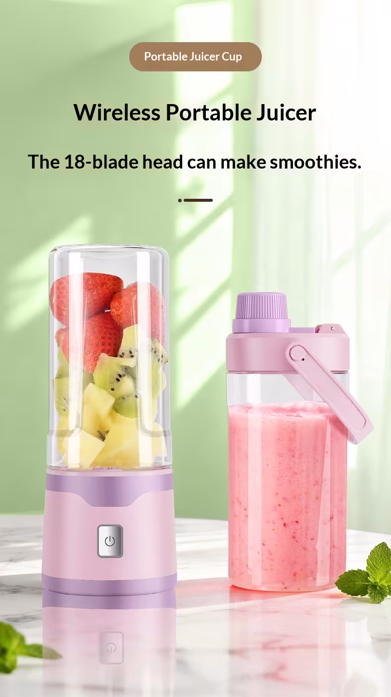 Multifunctional Rechargeable Electric USB Juicer Cup Double Cup Handheld Mixer Cup 500 ML Blending Juice Cup Outdoor