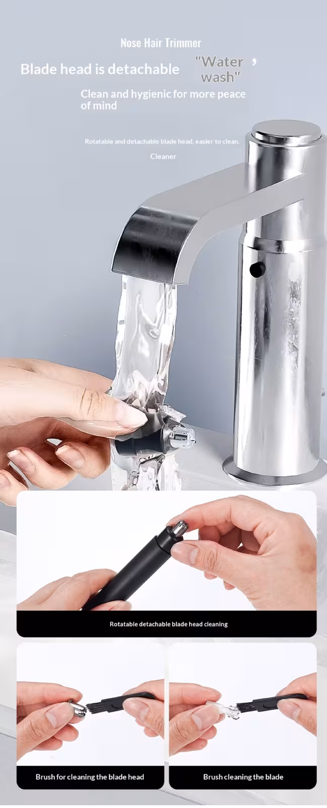 Rechargeable Electric Nose Hair Trimmer for Men - Portable Grooming Tool with Precision Blades