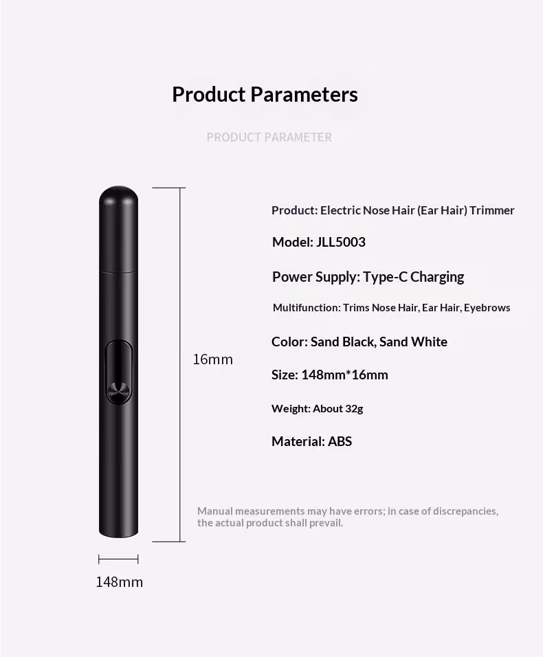 Rechargeable Electric Nose Hair Trimmer for Men - Portable Grooming Tool with Precision Blades