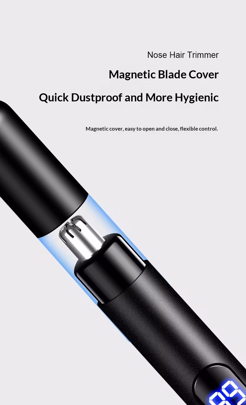 Rechargeable Electric Nose Hair Trimmer for Men - Portable Grooming Tool with Precision Blades