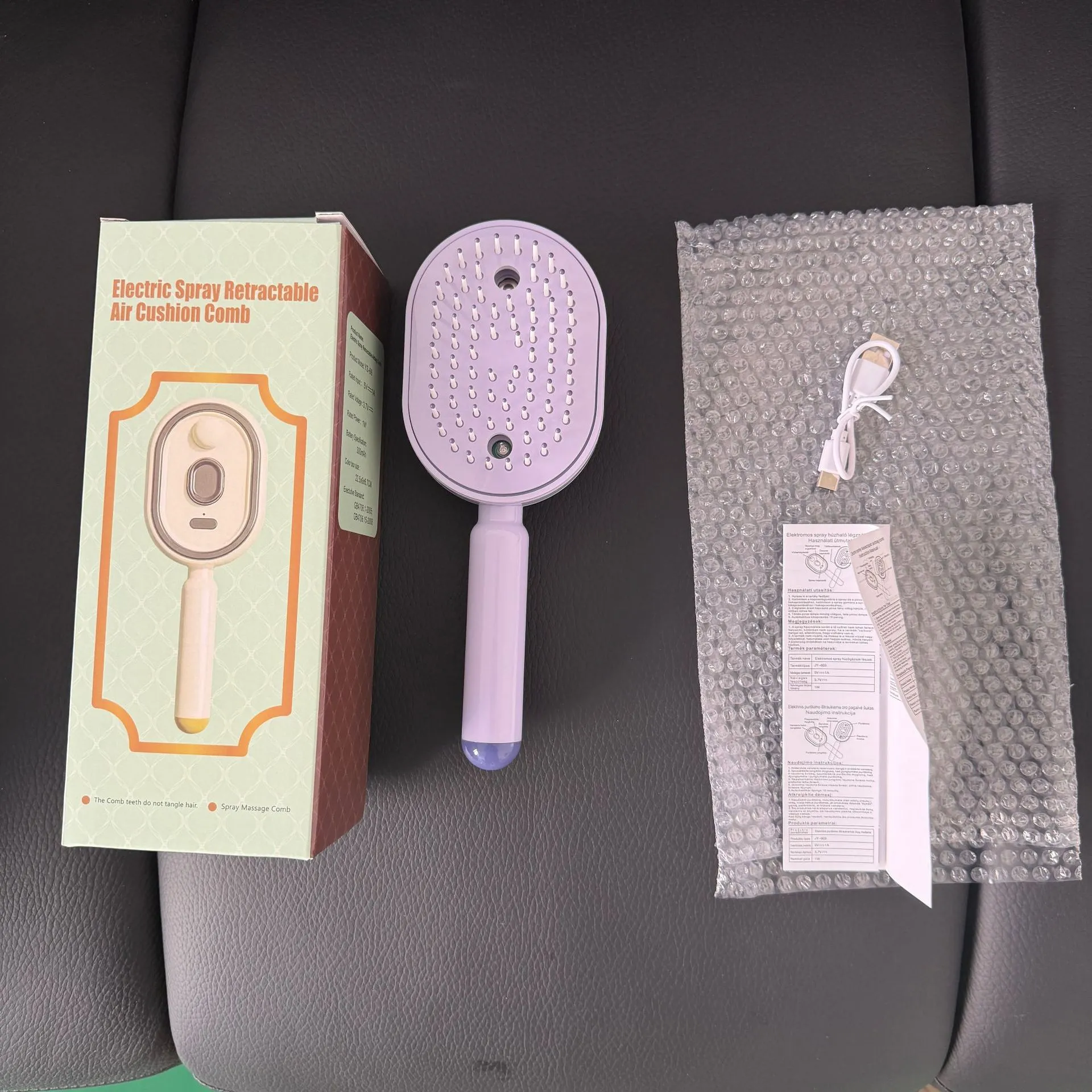 Electric Airbag Massage Comb With Mist Spray - Anti-Tangle Hair Styling Tool For Women