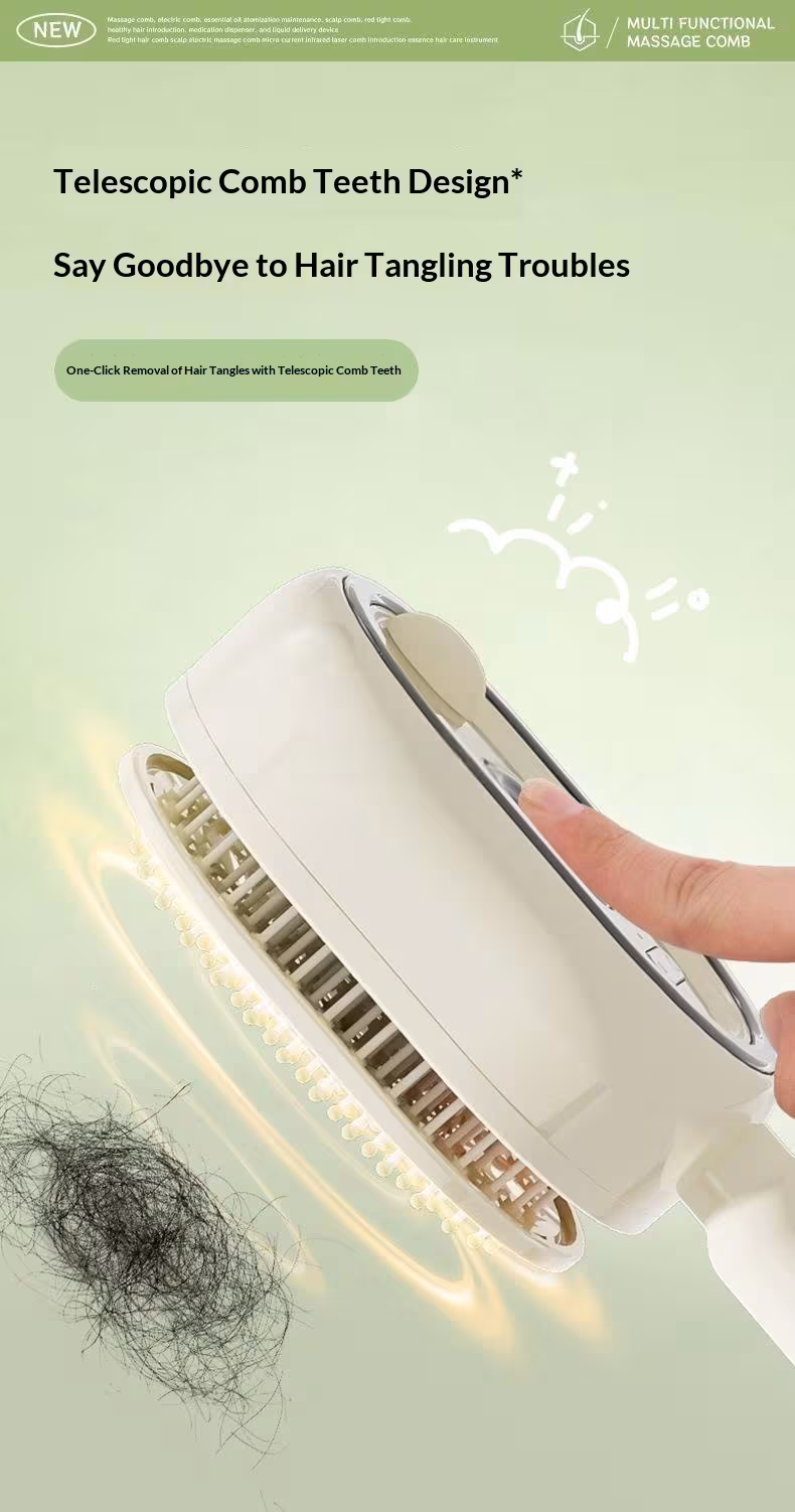 Electric Airbag Massage Comb With Mist Spray - Anti-Tangle Hair Styling Tool For Women
