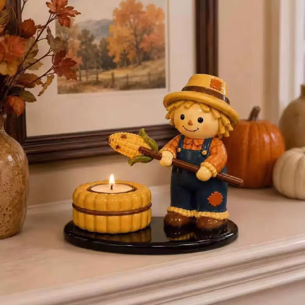 Halloween Campfire Tealight Holder Multi-Purpose Resin Candle Holder Figurine Reusable Craft Figurine Ornaments Gift For Friend