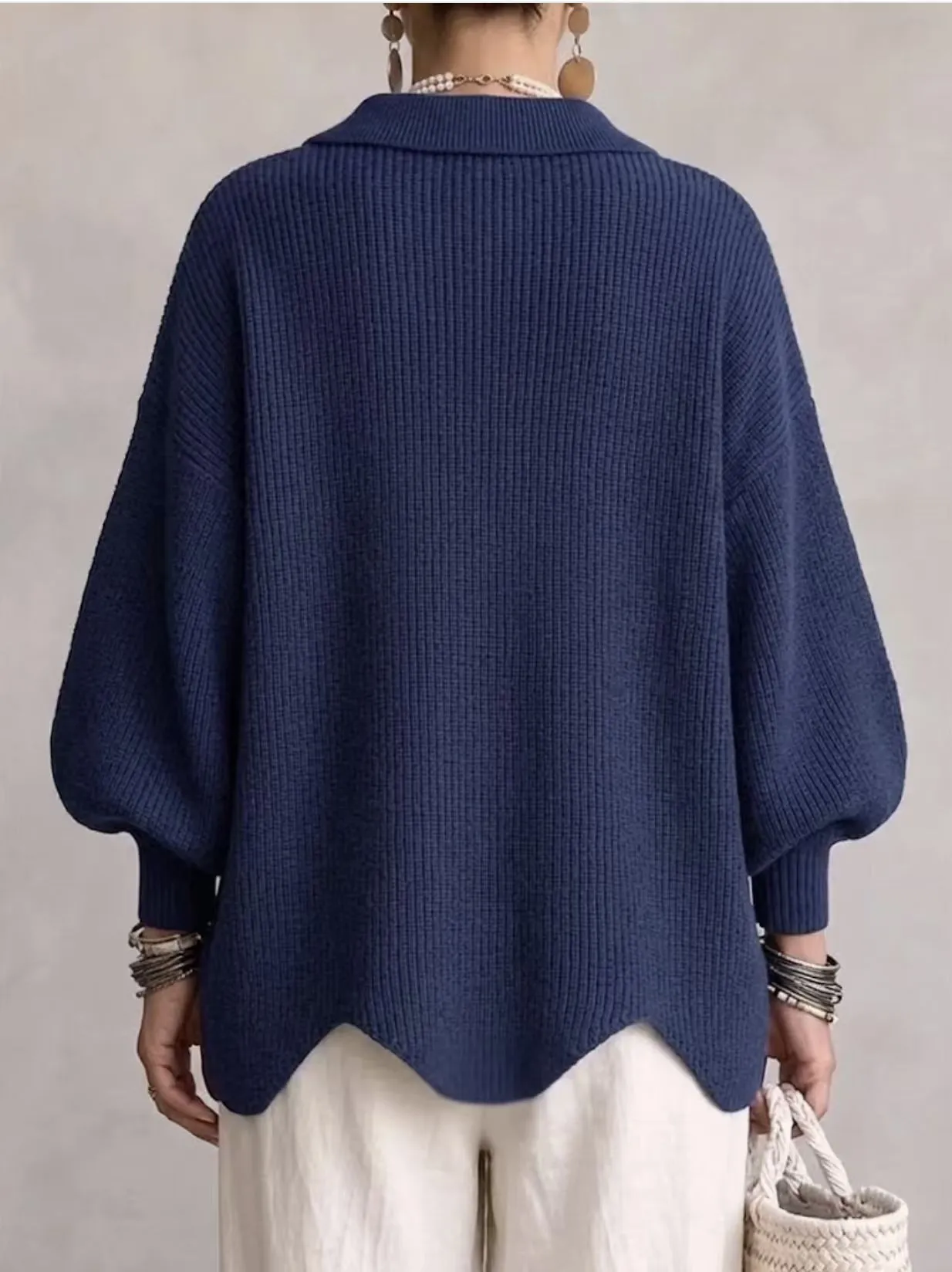 Button-down Cardigan Women's Fall Winter Lapel Button Knitted Jacket Long Sleeve Loose Fit Sweater Outerwear