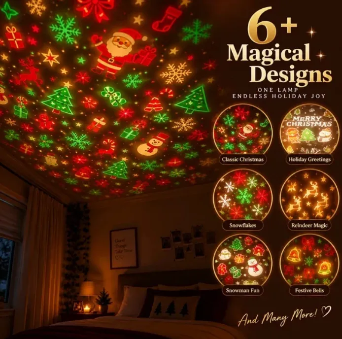 Cozy LED Star Projector Light - Ceiling Atmosphere Lamp For Home Decor Christmas Holiday Gift Night Light