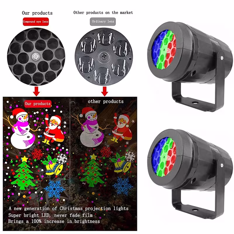 Christmas Party Lights Snowflake Projector Light Led Stage Light Rotating Xmas Pattern Outdoor Holiday Lighting Garden Christmas Decor