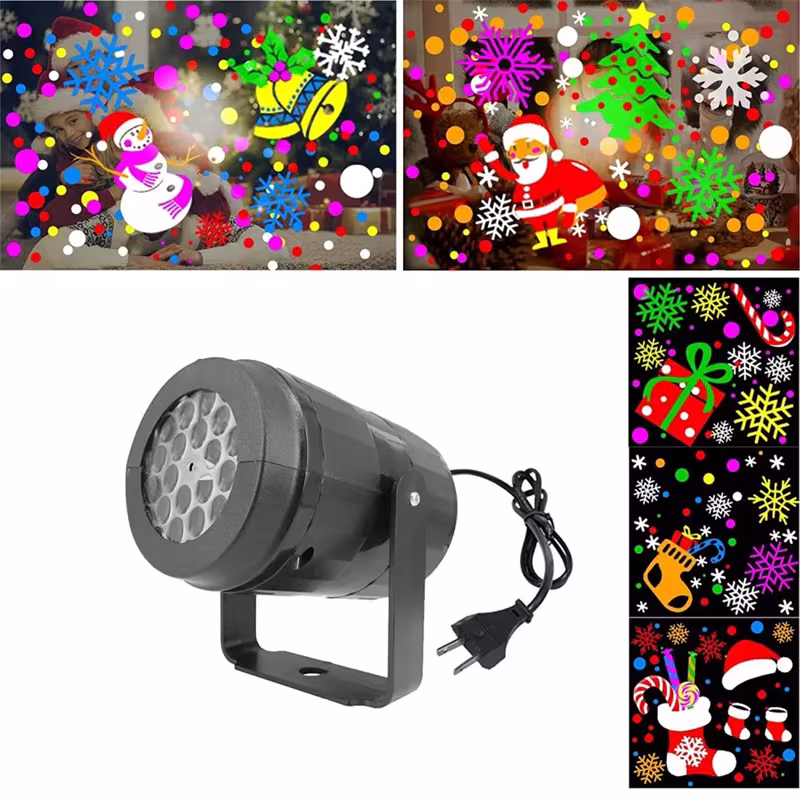 Christmas Party Lights Snowflake Projector Light Led Stage Light Rotating Xmas Pattern Outdoor Holiday Lighting Garden Christmas Decor