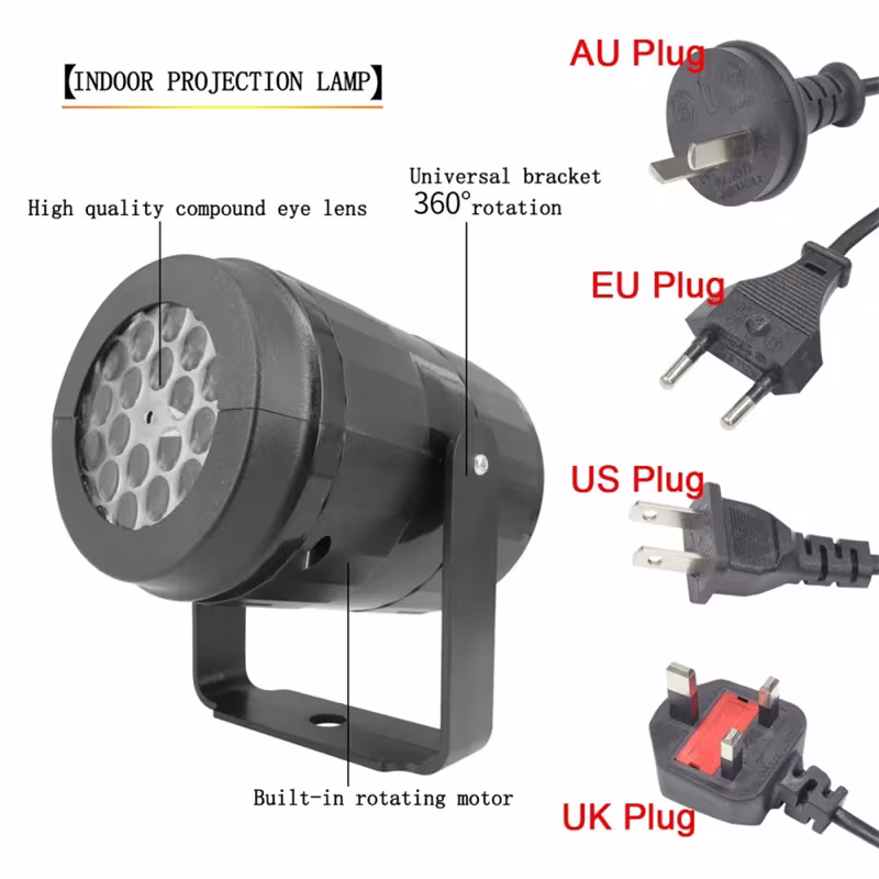 Christmas Party Lights Snowflake Projector Light Led Stage Light Rotating Xmas Pattern Outdoor Holiday Lighting Garden Christmas Decor