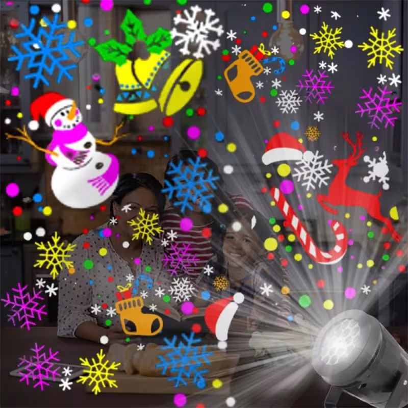 Christmas Party Lights Snowflake Projector Light Led Stage Light Rotating Xmas Pattern Outdoor Holiday Lighting Garden Christmas Decor