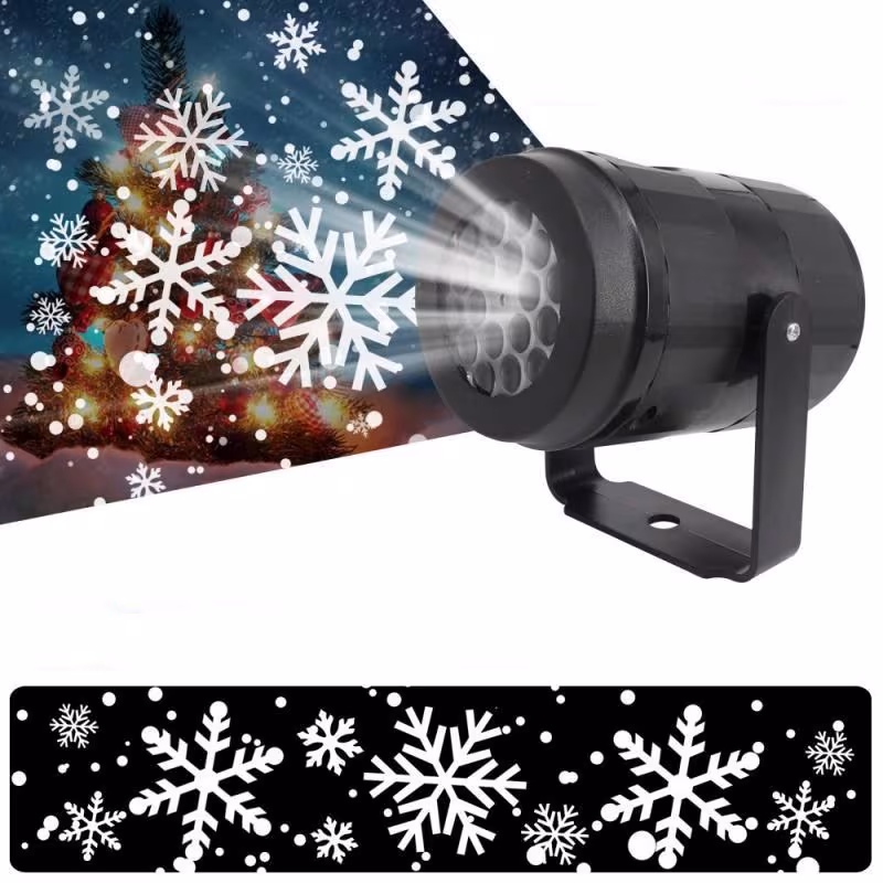 Christmas Party Lights Snowflake Projector Light Led Stage Light Rotating Xmas Pattern Outdoor Holiday Lighting Garden Christmas Decor