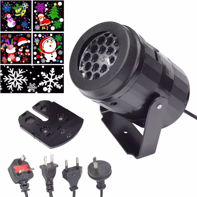 Christmas Party Lights Snowflake Projector Light Led Stage Light Rotating Xmas Pattern Outdoor Holiday Lighting Garden Christmas Decor