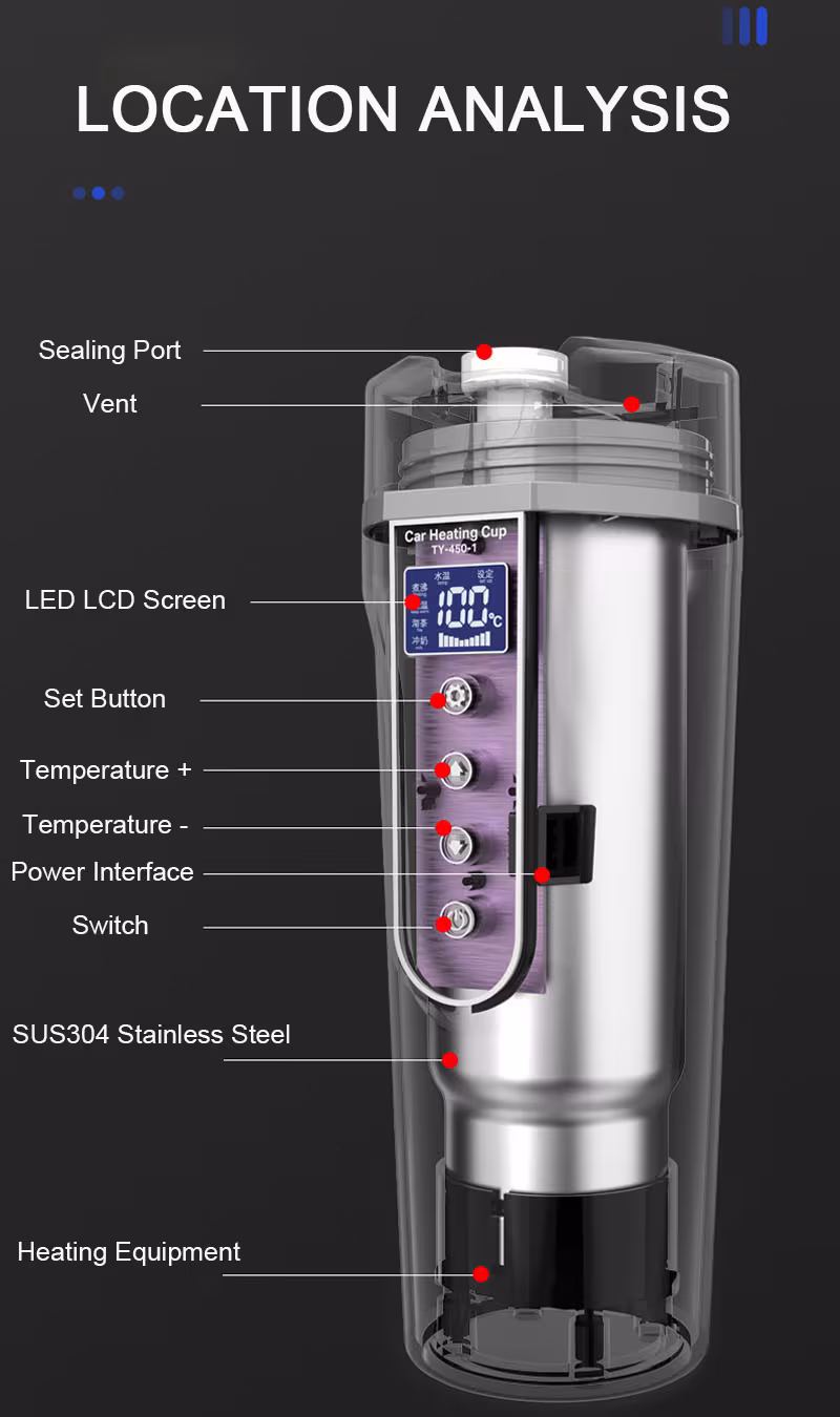 Portable Car Bottle Smart Touch Digital Display Insulated Cup Home Traveling Heating Cup Water Bottle