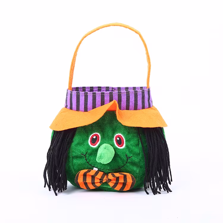 Cute Halloween Candy Bag Halloween Pumpkin Pattern Portable Handbag Cosplay Props Gift Basket Kids Gifts