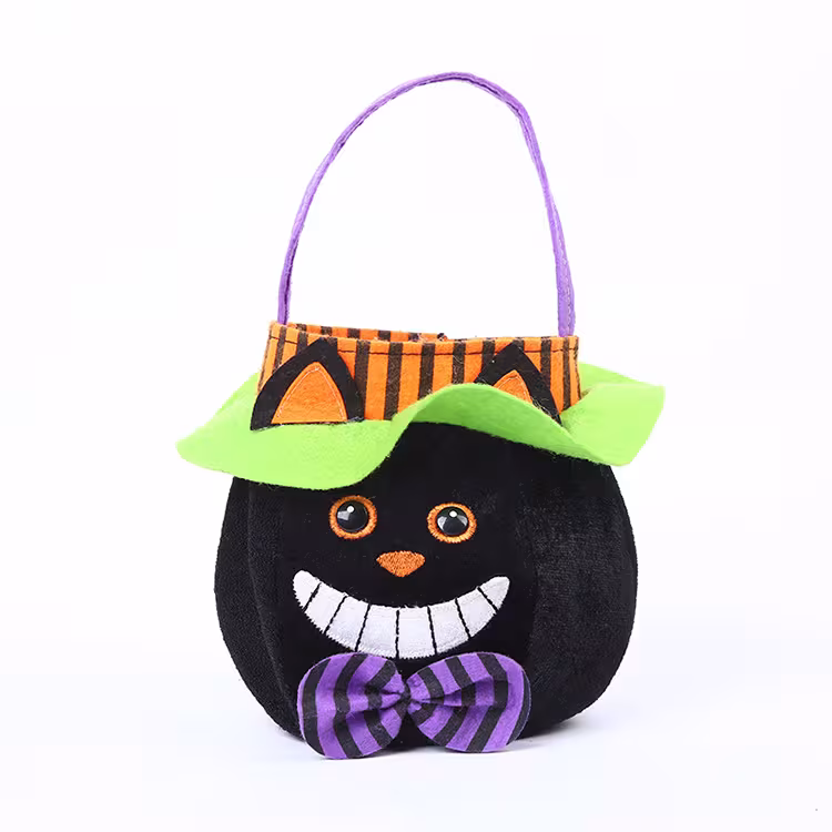 Cute Halloween Candy Bag Halloween Pumpkin Pattern Portable Handbag Cosplay Props Gift Basket Kids Gifts
